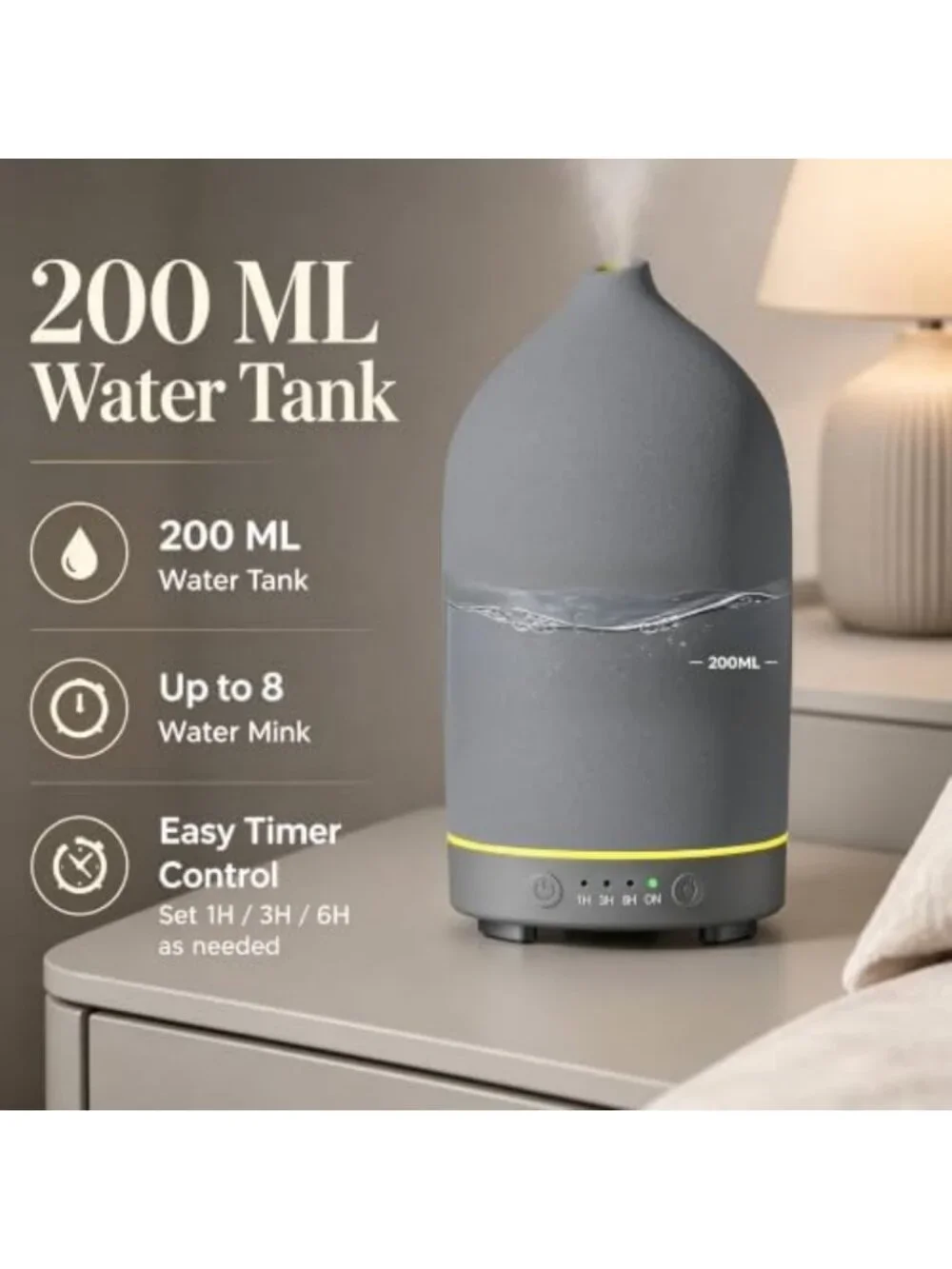 200ML Stone Ceramic Essential Oil Diffuser for Home, Aromatherapy & Relaxation